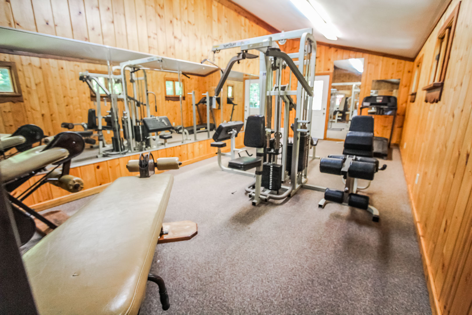 A fully equipped exercise room at VRI's Alpine Crest Resort in Georgia.